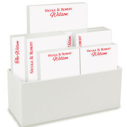 Couples Notepad Set in White Holder